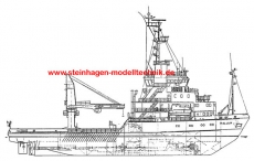 GFK Rumpf Mehrzweckschiff und Tonnenleger MELLUM - 1:75 96 cm
